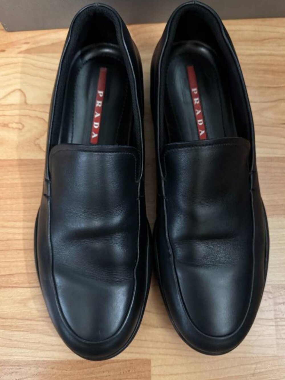 Men's Black Prada Sport Leather Loafers